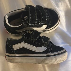 Kids Vans Black and White Velcro Sneakers